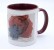 Kaffeetasse wei/bordeaux, &quot;Deutsche Mahnworte&quot; - von Mathilde Ludendorff